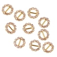 thumbnail image 1 of 10 Pieces Diamante Round Rhinestone Buckle Ribbon Slider Wedding Invitation Embellishment 5mm Gold, 1 of 7