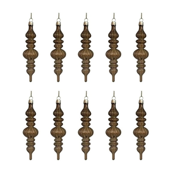 10 Pieces Drop Ornaments Glass Christmas Ball Finial Shatterproof Spiral Design for Indoor Holiday Trees