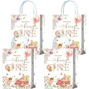 10 Pieces Fairy First Birthday Party Favors Bags,Fairy Garden 1st Birthday Girl Gift Snacks Treat Candy Party Favors Bags with Handles for Girls 1st Birthday Party Decorations