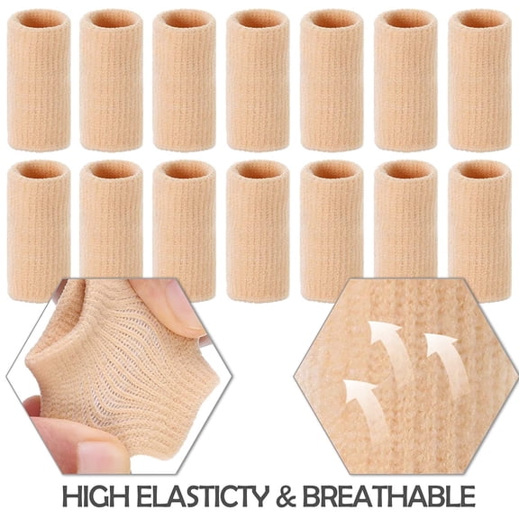 10 Pieces Finger Sleeves Protectors Thumb Brace Support Elastic Compression Protector (Beige)