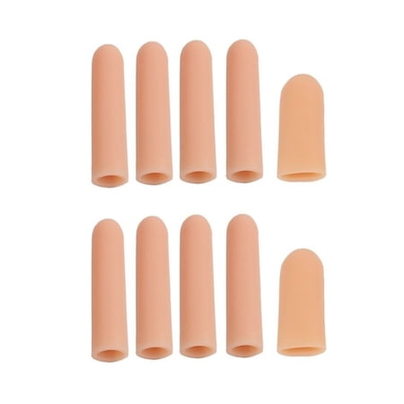 10 Pieces Gel Finger Protector Finger Cots Silicone Finger Cover Cap Gel Finger Sleeves Finger Support for Finger Cracking, Finger Trigger (Apricot)