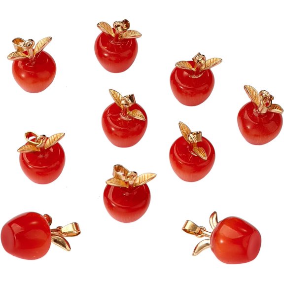 10 Pieces Gemstone Charm Pendant Crystal Quartz Healing Natural Stone Pendants Red Gold Buckle for Jewelry Necklace Earring Making Crafts