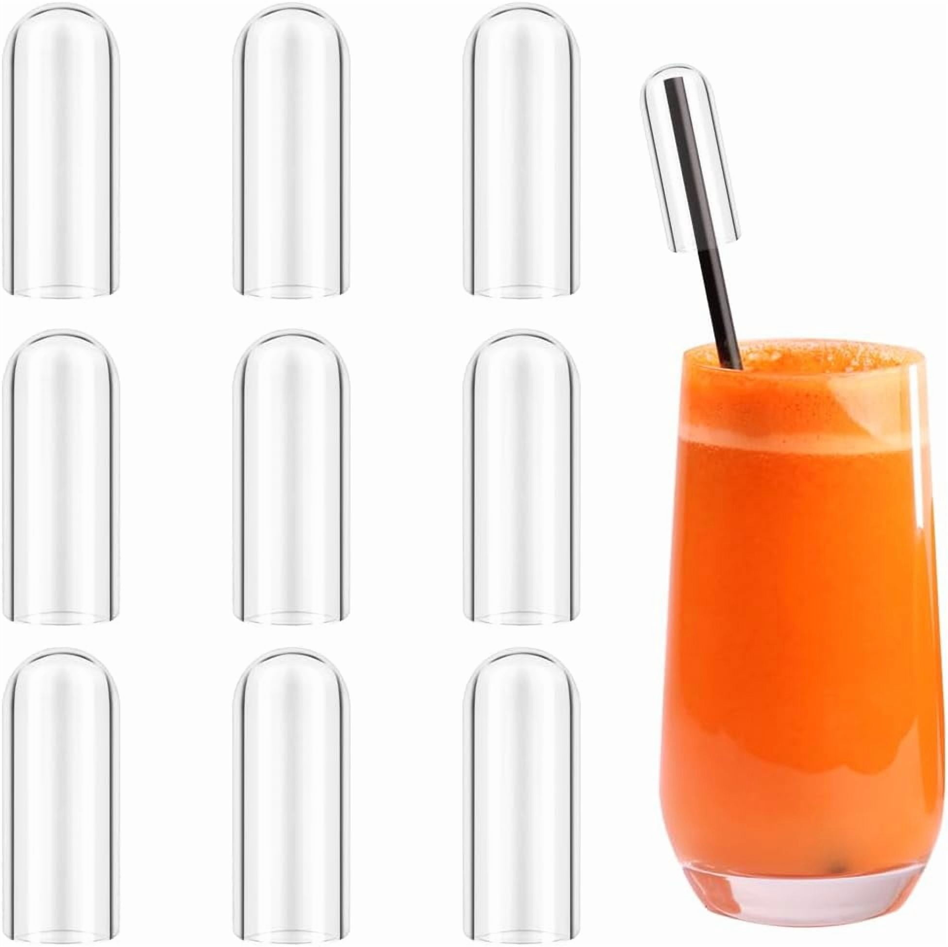 10 Pieces Glass Straw Cap 0.45 Inch Straw Tips Cover Reusable Drinking ...