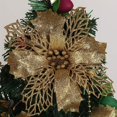 thumbnail image 1 of 10 Pieces Glitter Artificial Poinsettia Flower Christmas Wreath Christmas Tree Flowers, Glitter Gold 6" Artificial Flowers Picks Decor Wreath Garland Holiday (Silver), 1 of 4