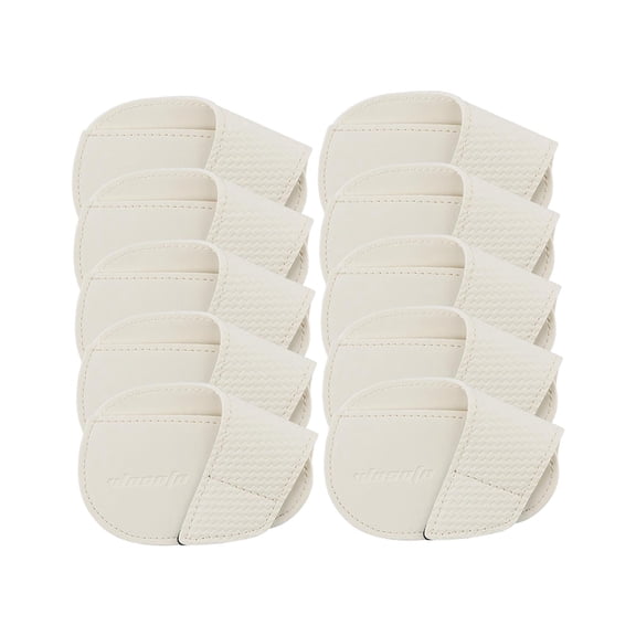 10 Pieces Golf Iron Headcovers PU Iron Protective Headcover Golf Head Covers L White