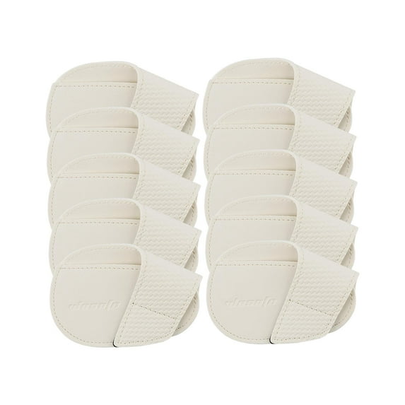 10 Pieces Golf Iron Headcovers PU Iron Protective Headcover Golf Head Covers L White