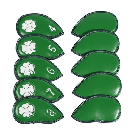 10 Pieces Golf Iron Headcovers Waterproof Embroidery Numbers Anti Scratch PU Leather Golf Iron Covers Set Head Protection Golf Accessories