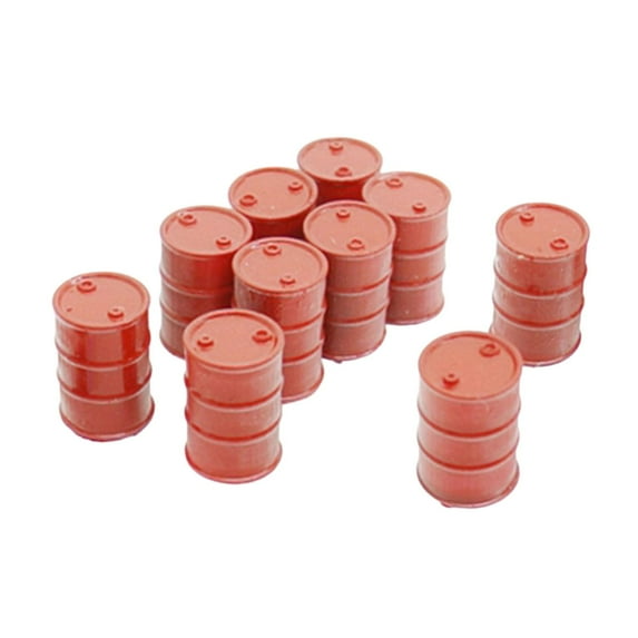 10 Pieces HO Scale Oil Barrels Miniature Train Model Props Durable Plastic Suitable for Model Train Station Layout