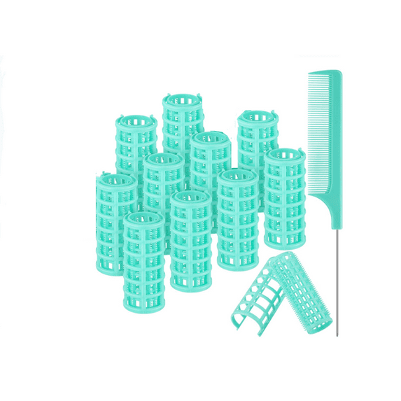 10 Pieces Hair Roller, 0.98" Plastic Hair Rollers Curlers Self Grip Rollers with 1 Pieces Steel Pintail Combs for Short Hair Long No Heat Hair Curlers Hair Hairdressing Styling Tools (Random Colors)