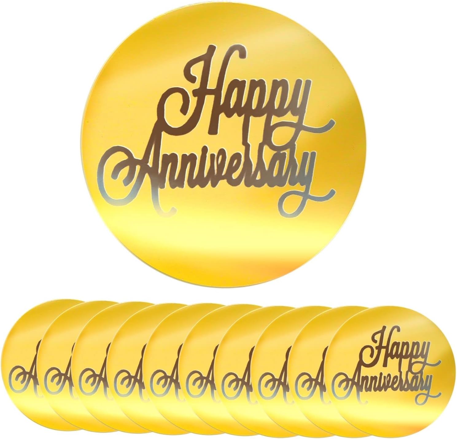 Happy Mother's Day Gold Mirror Acrylic Cupcake Toppers | 24-Piece Heart Cake Decorations With Floral Accents