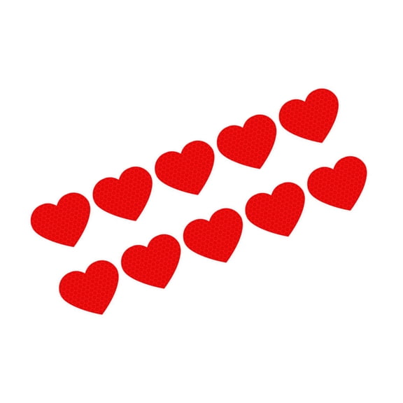 10 Pieces Heart Shaped Reflective Decals Weatherproof Car Body Stickers Removable Adhesive For Automotive Surfaces Prote