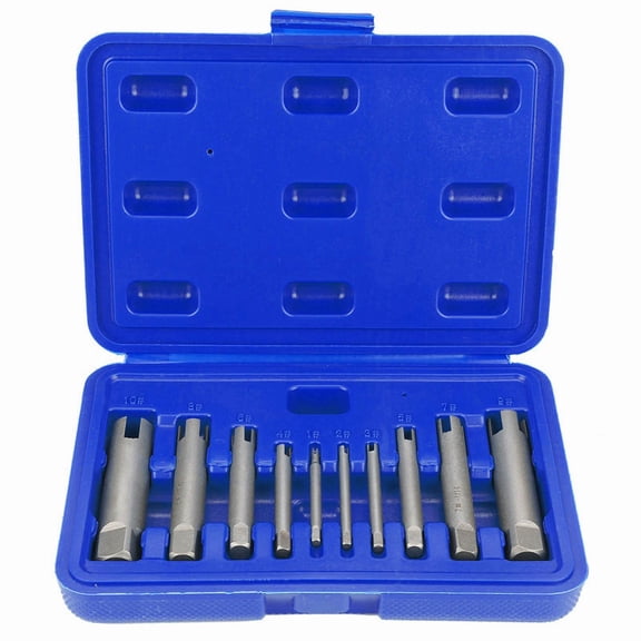 10 Pieces High Speed Steel Broken Tap Extractor Set Stripped Damaged Screw Remover Tool Kit with Storage Case