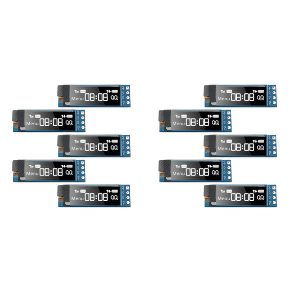 10 Pieces Display Module 0.91 Inch OLED Display Module OLED Screen Driver DC 3.3V-5V(White Light)