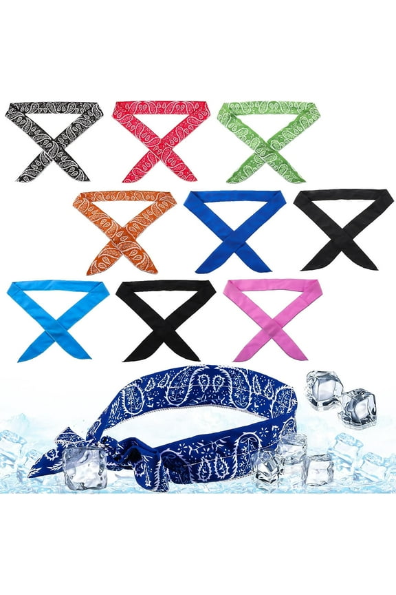 10 Pieces Ice Cool Cooling Scarf Neck Wrap Headband Bandana Summer Cooling Ice Chill Scarf for Women Men, for Summer Sport Outdoor Activities