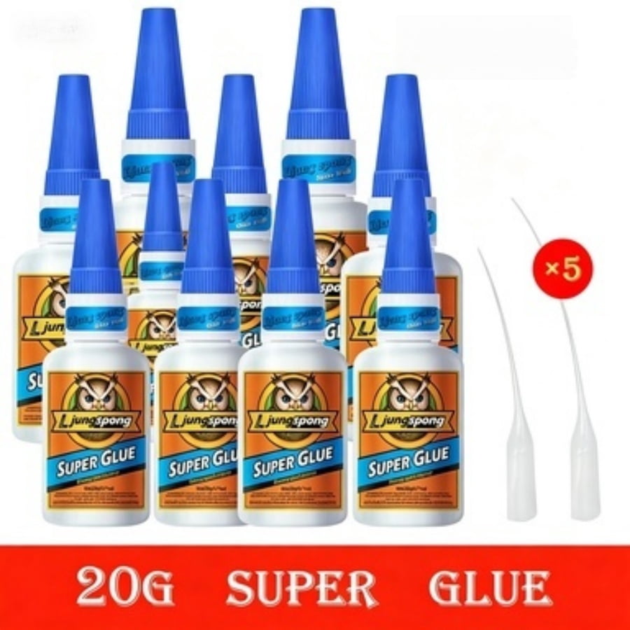 10 Pieces Instant Bonding Clear Cyanoacrylate Super Glue, Quick Dry Universal Adhesive for Plastic, Wood, Metal, Crafts and Daily Small Parts Repair