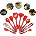 thumbnail image 1 of 10 Pieces Kitchen Utensil Set Lychee Silicone Heat- Stainless Steel Spatula Spoon Kitchen Tools (Red), 1 of 5