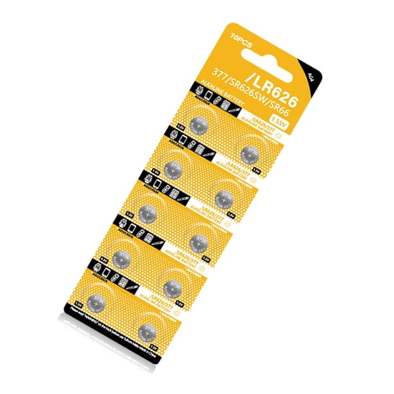 10 Pieces LR626 Alkaline Button Batteries 1.5V Capacity Replacement AG4/LR66/177/GP77A for Various Electronic Devices