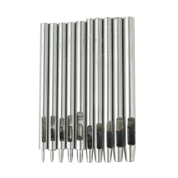 10 Pieces Leathercraft Punch Tools Round Hole Punchers Durable Steel for Bag Strap Bracelet Making