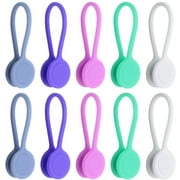 10 Pieces Magnetic Cable Clips Silicone Magnetic Cord Organizer Magnetic Ties Cord Winders Cable Ties For Cable Management Headphones Bookmarks Keys