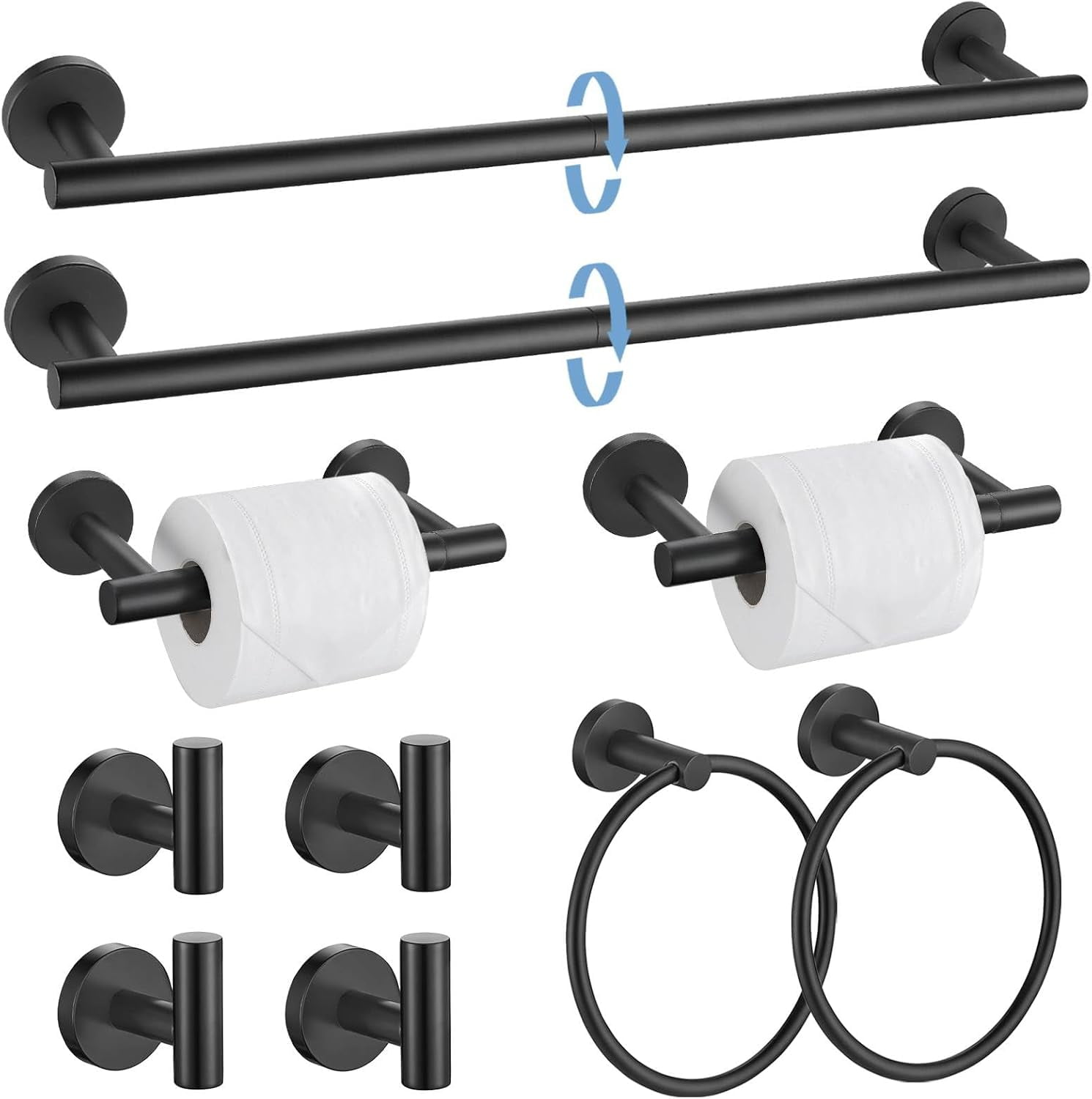 10 Pieces Matte Black Towel Bar Set, Black Toilet Paper Holder Towle ...