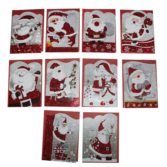 10 Pieces Merry Christmas Greeting Cards Note Cards Invitations Xmas Card With 10 Envelopes Santa