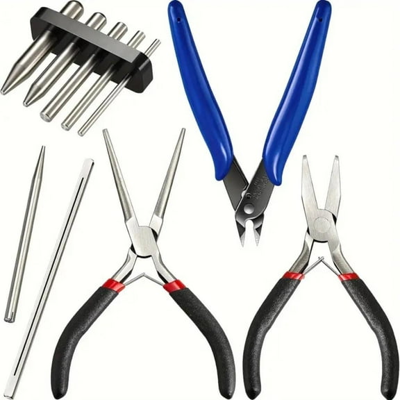 10 Pieces Metal DIY Model Tool Sets Tab Edge Cylinder Cone Shape Bending Assist Tools and Nozzle Pliers Flat Nose Pliers Needle Nose for 3D Metal Jigsaw Puzzles Assembly