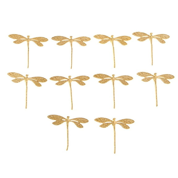 10 Pieces Metal Dragonfly Shape Embellishments For Clothes, Hats, Bags and Shoes Sew Craft - Golden