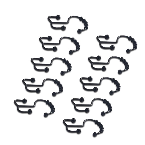 10 Pieces Metal Shower Curtain Rings Rusts Resistant Double Gliding Hooks Rollers for Bathroom Curtains and Liners