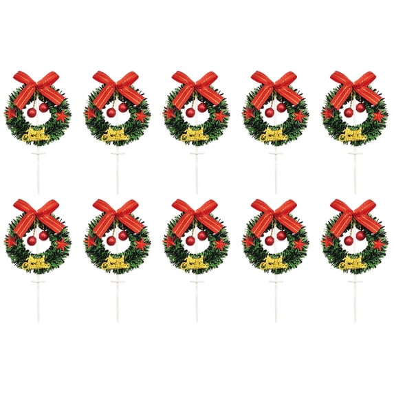 10 Pieces Mini Christmas Wreaths 2.56" Artificial Xmas Wreath Hanging Ornaments for Cake Decor,Cute Miniature Wreaths for Door Windows Wall Stairs Christmas Tree Decorations
