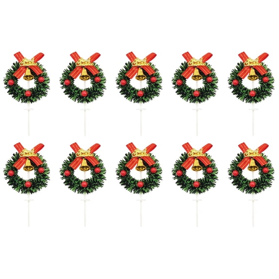 10 Pieces Mini Christmas Wreaths 2.56" Artificial Xmas Wreath Hanging Ornaments for Cake Decor,Cute Miniature Wreaths for Door Windows Wall Stairs Christmas Tree Decorations