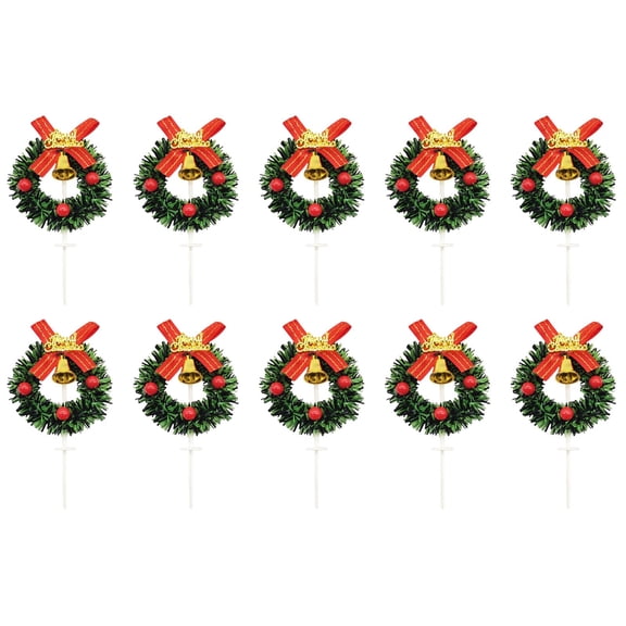 10 Pieces Mini Christmas Wreaths 2.56" Artificial Xmas Wreath Hanging Ornaments for Cake Decor,Cute Miniature Wreaths for Door Windows Wall Stairs Christmas Tree Decorations