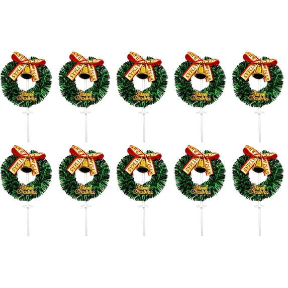 10 Pieces Mini Christmas Wreaths 2.56" Artificial Xmas Wreath Hanging Ornaments for Cake Decor,Cute Miniature Wreaths for Door Windows Wall Stairs Christmas Tree Decorations