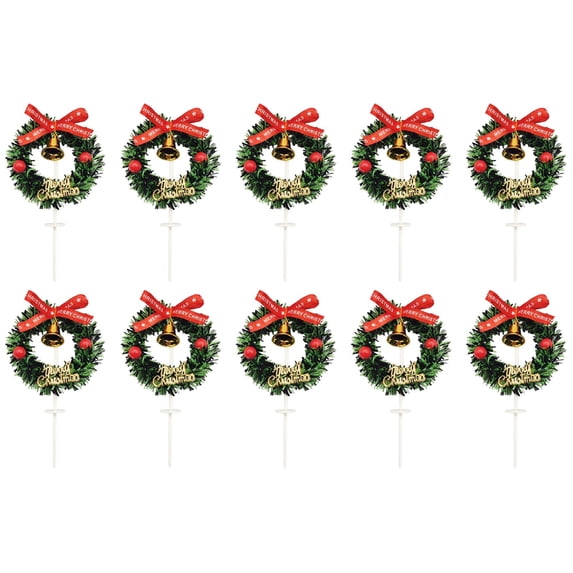 10 Pieces Mini Christmas Wreaths 2.56" Artificial Xmas Wreath Hanging Ornaments for Cake Decor,Cute Miniature Wreaths for Door Windows Wall Stairs Christmas Tree Decorations