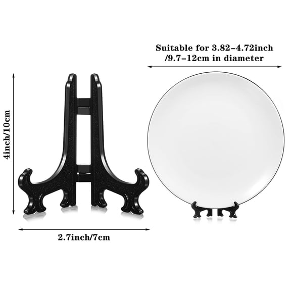 10 Pieces Mini Easel Stands Plastic Plate Stand Holder Display Picture Easel Stand for Display Picture Frame (Black,4 Inch)