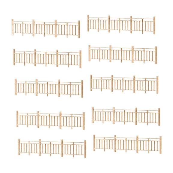 10 Pieces Mini Fence Model Miniature Mesh Barrier Railway Track Fence Wood Decoration for DIY Architecture Scenes