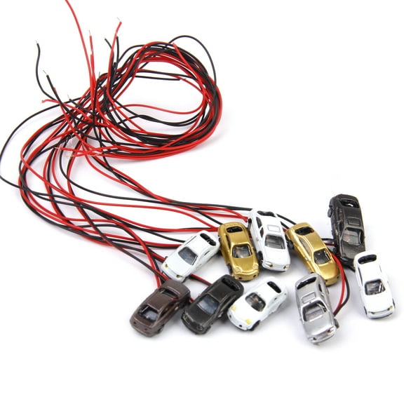 10 Pieces Mini Light Up Model Cars Architecture SCENERY Layout 1/200 Z Scale