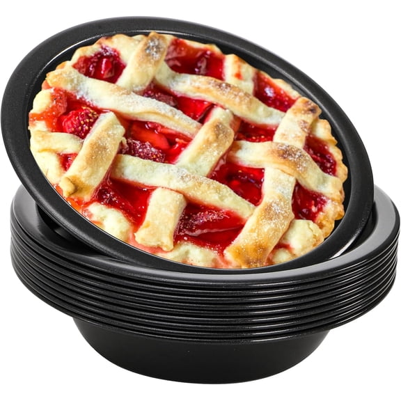 10 Pieces Mini Pie Pans, 5 Inch Individual Small Round Cake Pan, Reusable Nonstick Carbon Steel Pie Tins for Oven and Instant Pot Baking Chicken Pot Pies, Quiches, Fruit Pies