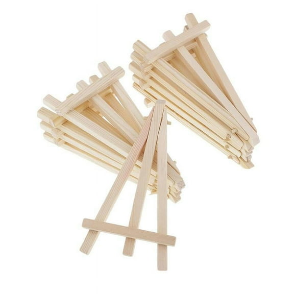 10 Pieces Mini Wood Tabletop Paintings Tripod Display Easel Table Number Business Card Holder for Wedding Party Decoration