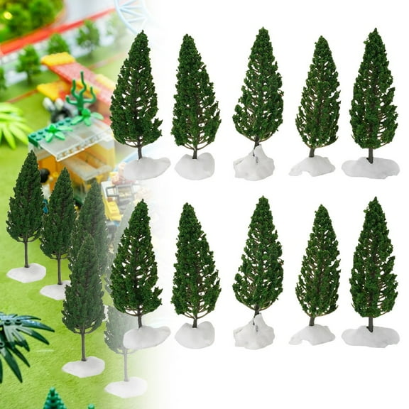 10 Pieces Model Pine Trees For G Scale Railway Layout Scenery, Plastic Artificial Trees, 11Cm Height Model Railroad Landscape Accessories