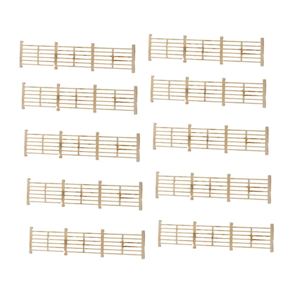 10 Pieces Model Rail Fences Layout Accessories Sand Table Scenery Fences Wooden for DIY Diorama Garden Model Scene