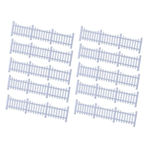 10 Pieces Model Train Railroad Fence Mini Fence Building Railing White ABS for Sand Table Scenery Layouts