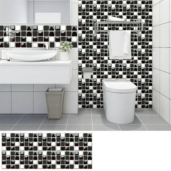 10 Pieces Mosaics Tile Stickers Peel And Stick Waterproof Self Adhesive Granites Flooring 3D Wall Tile Stickers For Kitchen Bathroom Living Room/ Mosaic wall sticker (10x10cm) F