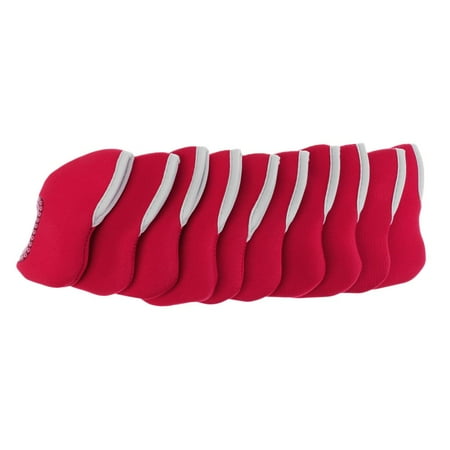 10 Pieces Neoprene Golf Club Protective Iron Head Cover Wedge Sock Headcover Red