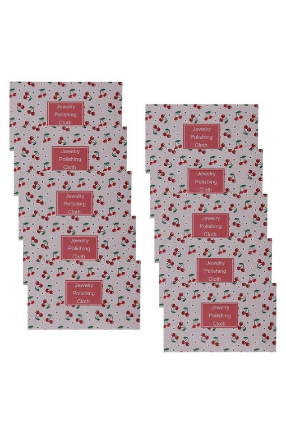 10 Pieces Non Toxic Tarnish Remover Jewelry Cleaning Cloths Watches and Silverware Polishing Cloth Cherry for Necklace