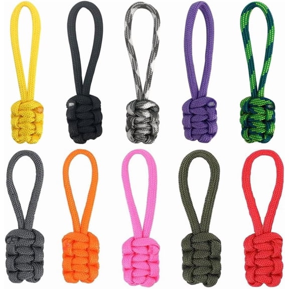 10 Pieces Nylon Zipper Replacement Pull Rope Universal Zipper Nylon Zipper Repair Kit Slider Pull Tab Woven Pull Rope (Assorted Colors)