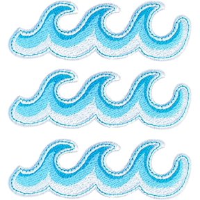 10 Pieces Ocean Wave Embroidered Patches Blue Sea Iron On Applique Repair Patch For Clothes Jackets Hats DIY Decor