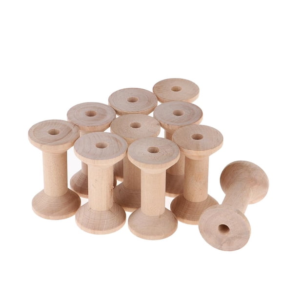 10 Pieces Of Empty Wooden Spool For Wire Spools, Thread Spool Made Of Wood 3.5 X 6 Cm