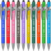 10 Pieces Office Pens Ballpoint Pen Funny Quotes Inspirational Pen with Stylus Tip Motivational Messages Pen Metal Black Ink Pens Encouraging Stylus Pen