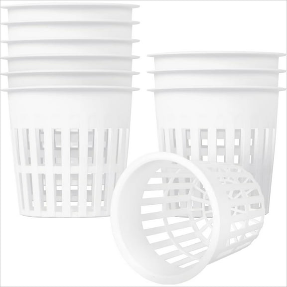 10 Pieces Orchid Pots with Holes - 4 inch Plastic Garden Mesh Net Pot, Round Heavy Net Cup Flower Pot, Breathable Slotted Orchids Planter, Hydroponic Basket Planting Nursery Grow Supplies (White)