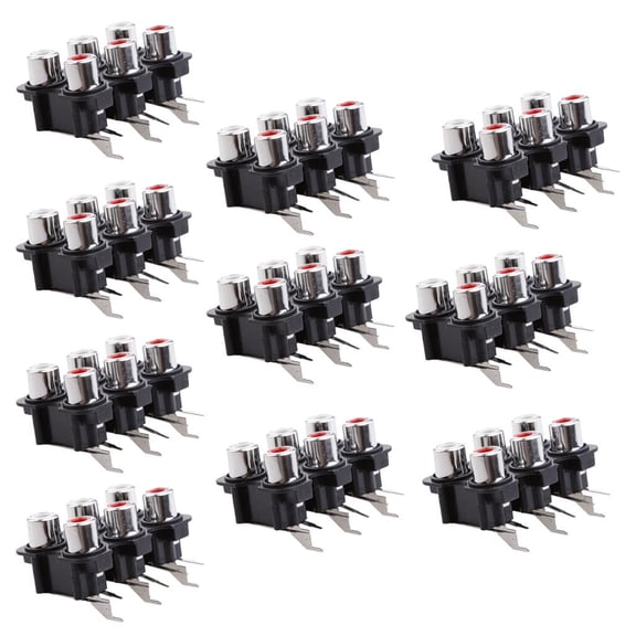 10 Pieces PCB Mount AV Concentric Outlet 6 RCA Female Socket Connector Board